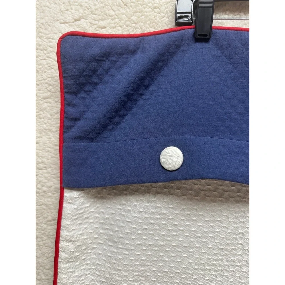 Mystic Valley Traders Pillow Shams Navy White Red Buttons Quilted Set of 2
